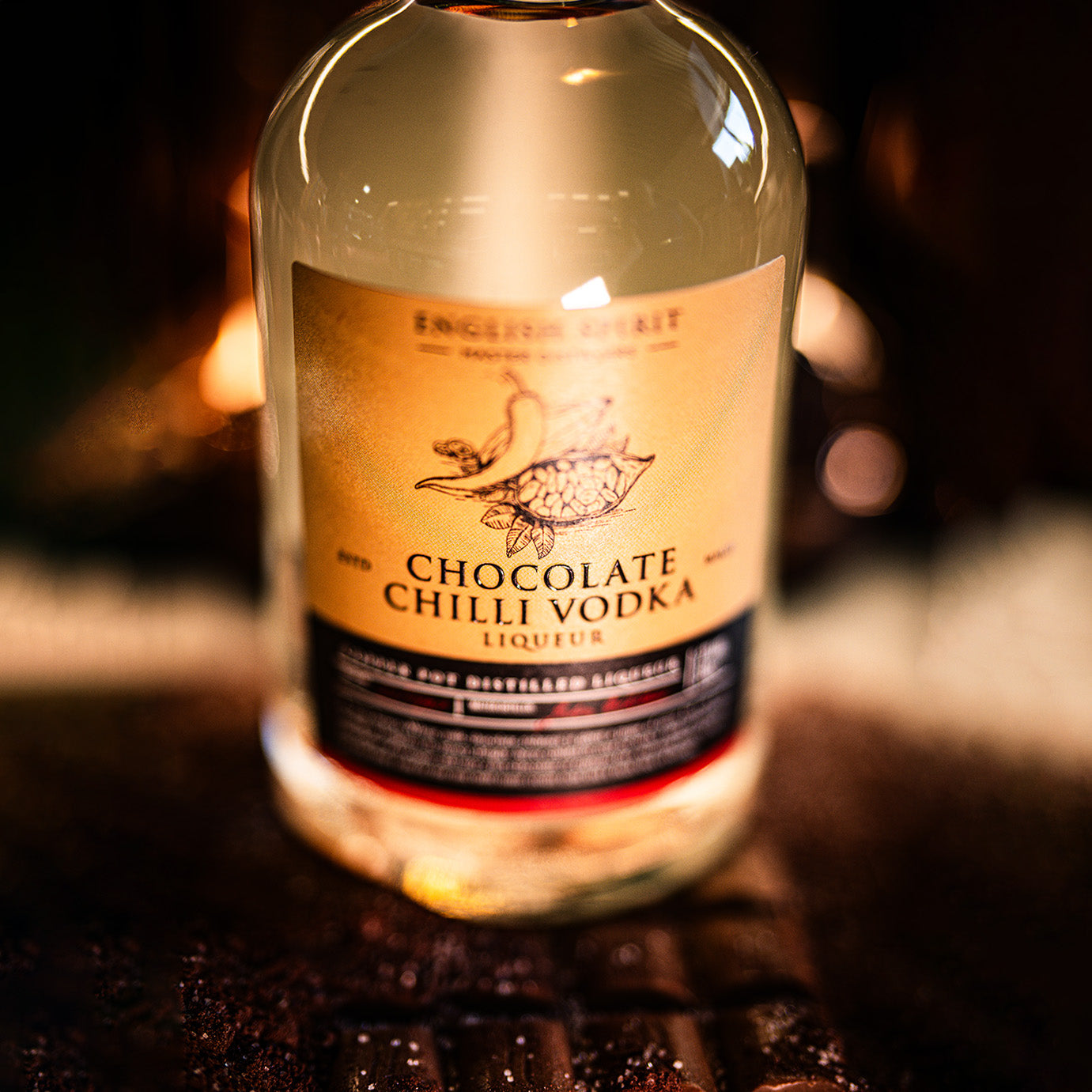 Handcrafted UK vodka liqueur combining creamy chocolate and red chilli peppers. Made by English Spirit Distillery.