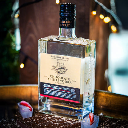 Handcrafted UK vodka liqueur combining creamy chocolate and red chilli peppers. Made by English Spirit Distillery.