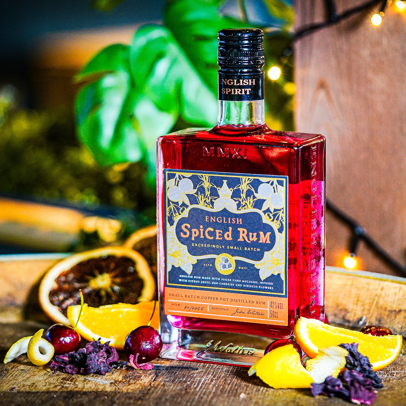 Discover English Spiced Rum - 42% ABV, made from UK-distilled Old Salt Rum, infused with cherries, hibiscus, citrus, ginger & vanilla for a sooth, fruit-forward kick. Perfect sipped neat, pair with Coke or mix in cocktails. Shop now for fast UK delivery.