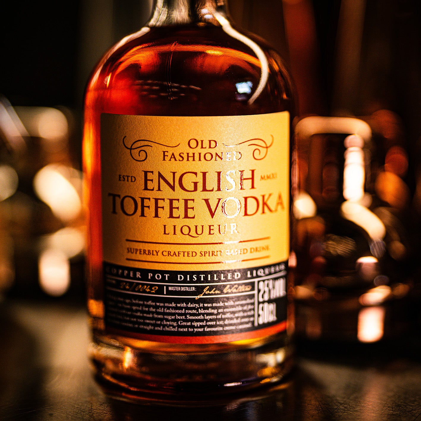 Handcrafted smooth indulgent English Toffee Vodka with rich toffee notes.
