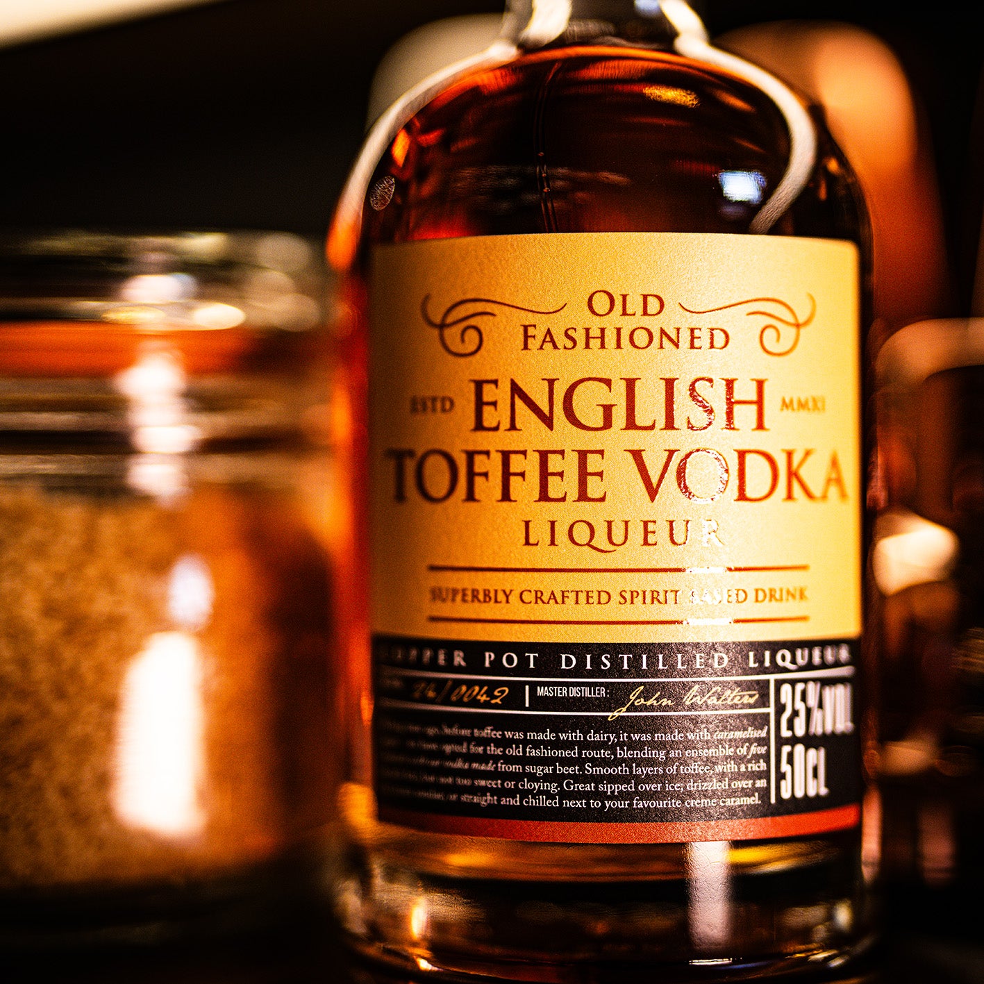 Handcrafted smooth indulgent English Toffee Vodka with rich toffee notes.